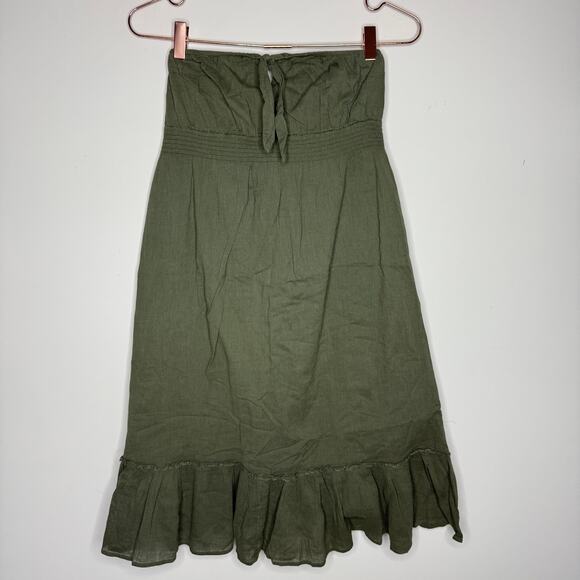 Old Navy Womens Dress Small Green Strapless Smocked Lined Summer VTG Y2K 90s - Picture 1 of 6
